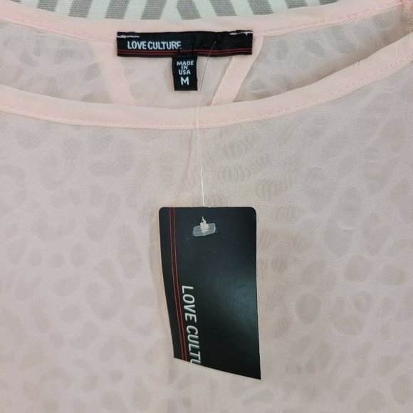 New Love Culture Size Medium Top Flowy Lightweight Mesh pink Peekaboo back - Picture 7 of 9